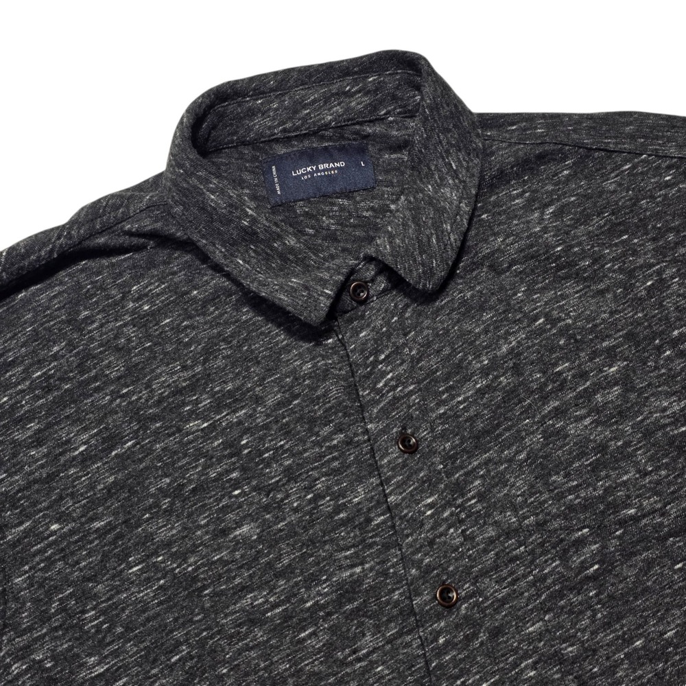 Lucky Brand Short Sleeve Shirt Mens Large Gray Linen Blend Button Up 7M62696